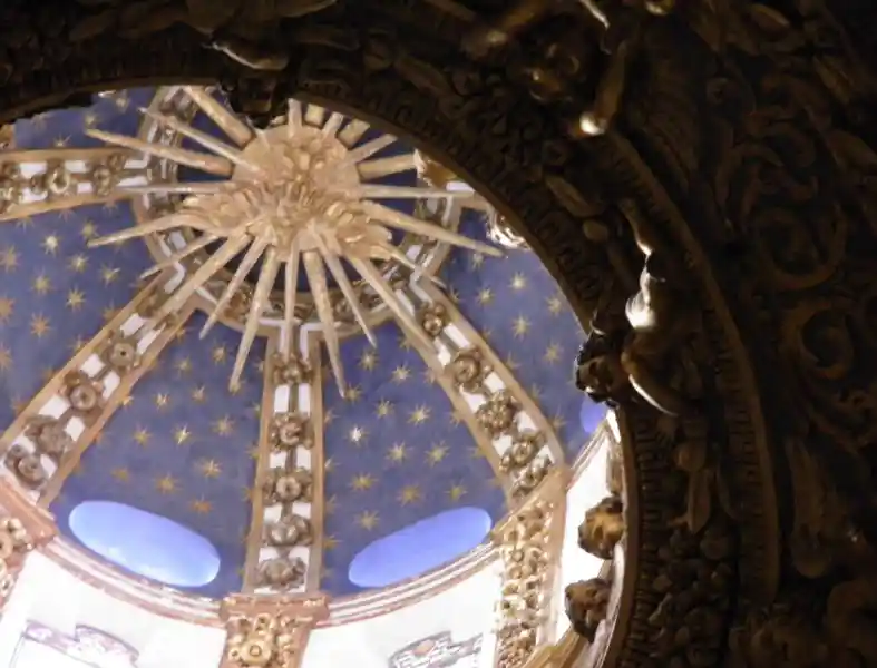 Sun symbol with dove on the ceiling of a Christian church, Siena Cathedral